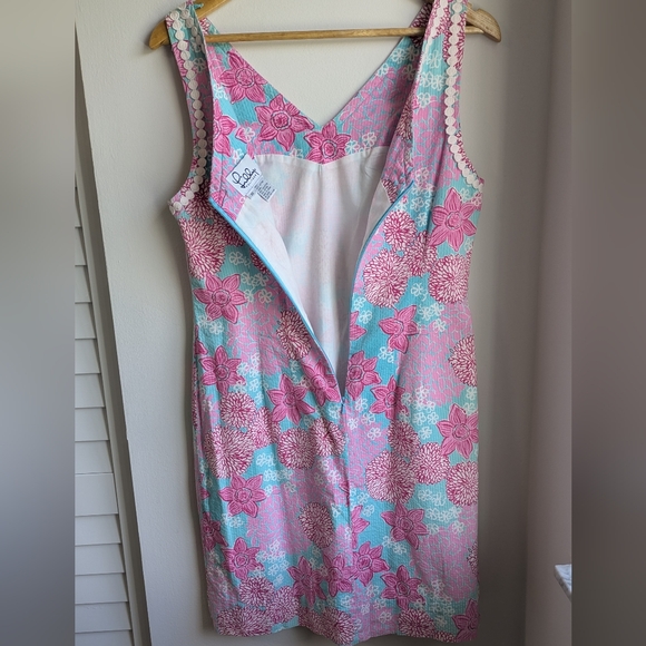 Vintage Lilly Pulitzer Floral Sleeveless Midi Dress With Zipper Pink Blue White - Picture 6 of 10